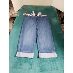 Gloria Vanderbilt Jeans Size 10 Womens Blue Pants Stretch Belted Cuff Capri NWT